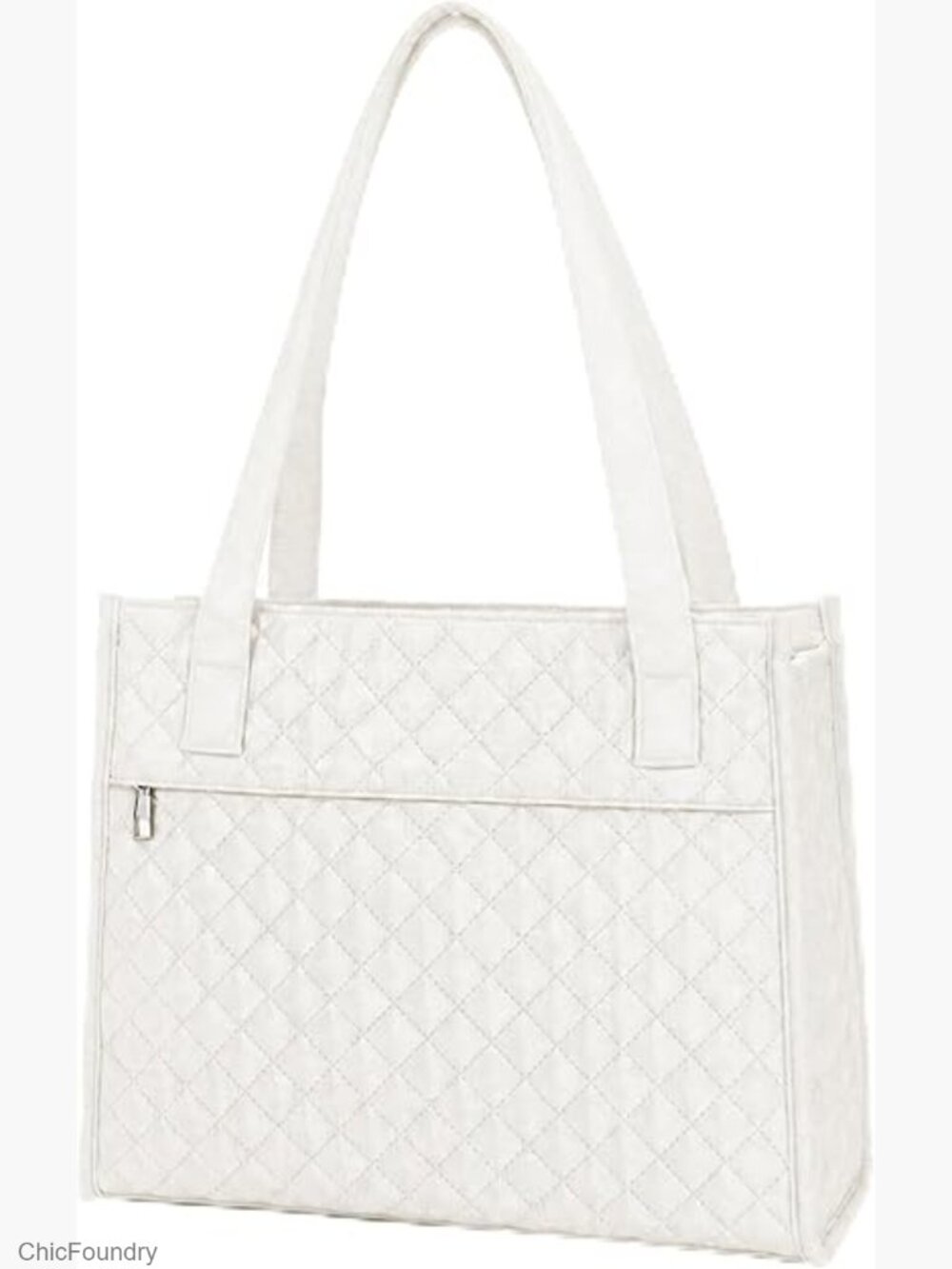 Quilted Puffer Tote Bag with Compartments, Spacious Work Shoulder Bag with